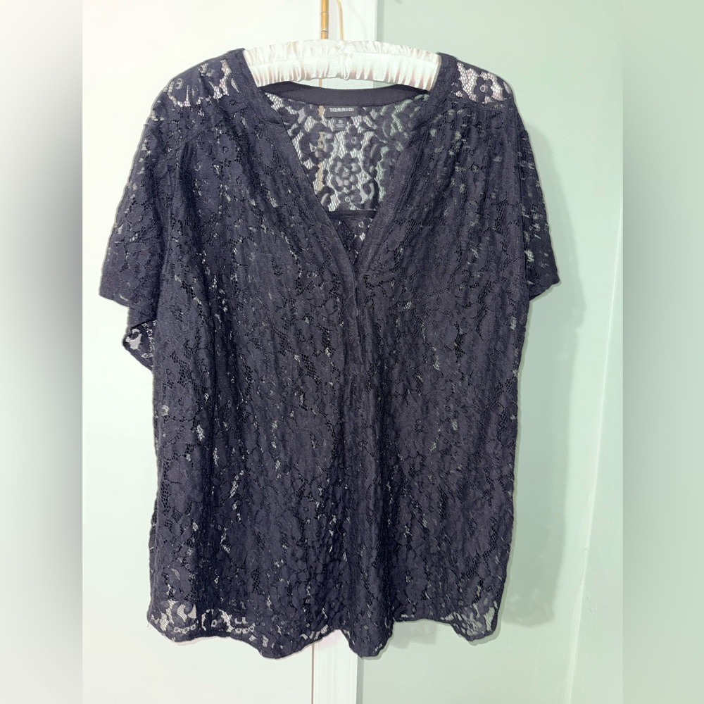 Torrid Black Lace Blouse Size 3